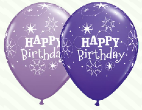 Happy Birthday -lila-violett - Ballon 30 cm -1 Beutel - 5 Stück