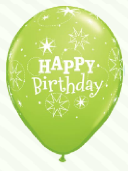 Happy Birthday - hellgrün-grün - Ballon 30 cm - 1 Beutel - 5 Stück