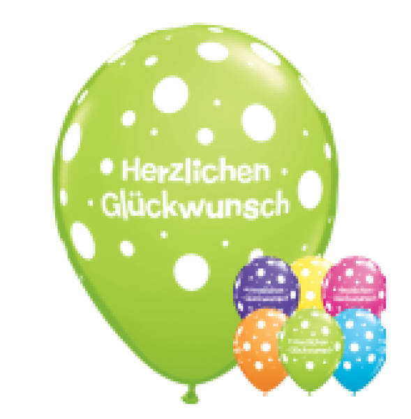 Herzlichen Glückwunsch bunt - Ballon 30 cm - 1 Beutel - 6 Stück 