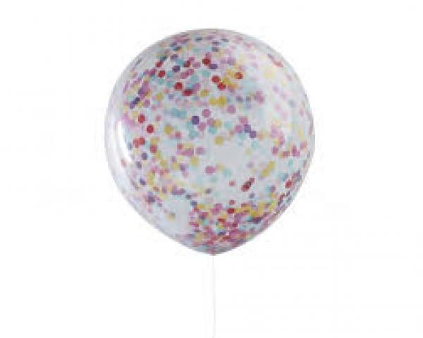 Ballon 31 cm - klar mit Confetti - 1 Beutel - 5 Stück