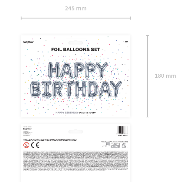 Folien - Ballonset - Happy Birthday - silber