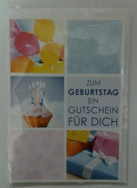 Zum Geburtstag - ein Gutschein für Dich - Doppelkarte A6 mit Couvert