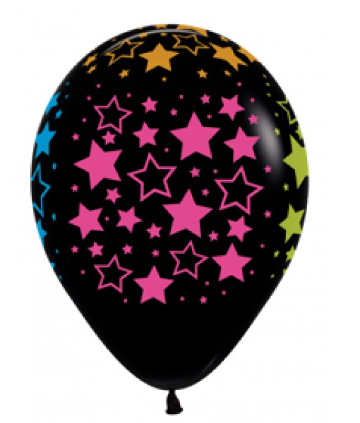 Neon Stern - Black - Ballon 30 cm - 1 Beutel - 5 Stück