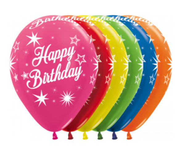 Happy Birthday Sparkle - Metallic bunt - Ballon 30 cm - 1 Beutel = 5 Stück 