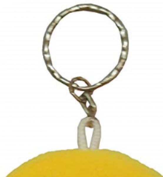 Schlüsselanhänger Smile Emojies Ø8cm gelb Plüsch - Augen zugedrückt und mit weissen Zähnen