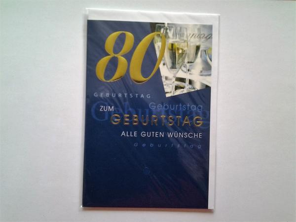 80. Geburtstag - Doppelkarte A6 mit Couvert