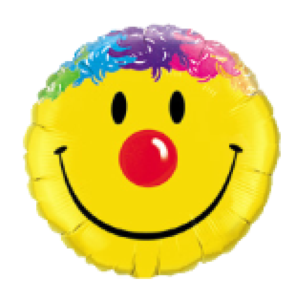 Smiley mit bunten Haaren - Folienballon 45 cm ungefüllt