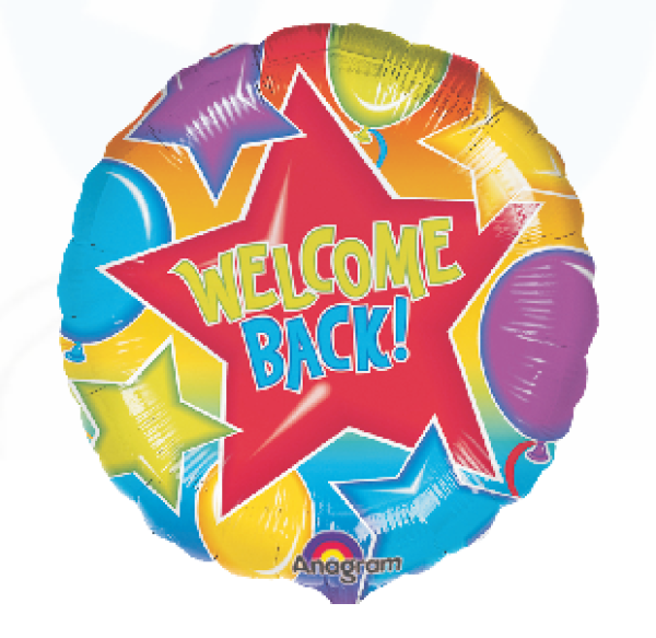 Welcome Back - bunt - Folienballon 45 cm ungefüllt