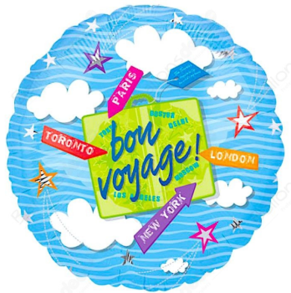 Bon Voyage - bunt - Folienballon 45 cm ungefüllt