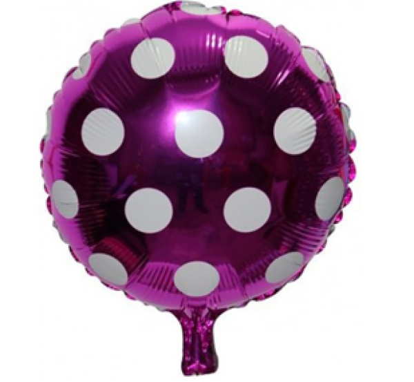 Round Polka Dots weiss - magneta - Folienballon 45 cm ungefüllt