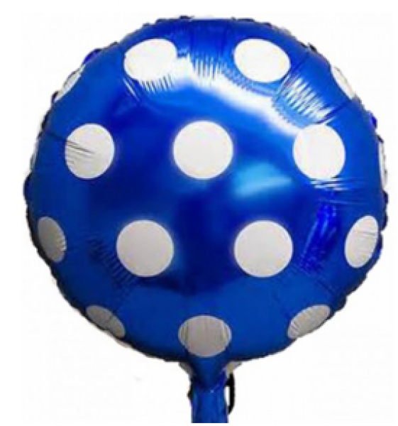 Round Polka Dots weiss - royal blau - Folienballon 45 cm ungefüllt