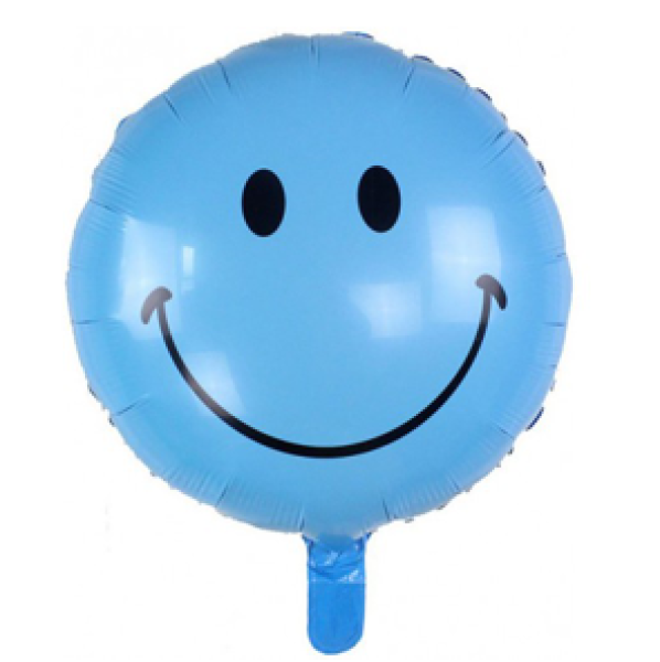 Smiley Face - blau - Folienballon 45 cm ungefüllt
