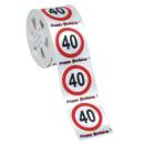 Satin Geschenkband 4 cm x 3 Meter - Happy Birthday - Verkehrstafel - Zahl 40