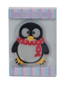 Taschenwärmer 9 x 10 cm - Pinguin mit Schal rot