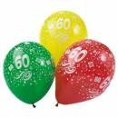 Zahl 60 - bunt - Ballon 30 cm - 1 Beutel - 5 Stück