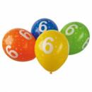 Zahl 6 - bunt - Ballon 30 cm - 1 Beutel - 5 Stück