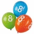 Zahl 8 - bunt - Ballon 30 cm - 1 Beutel - 5 Stück