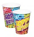 Happy Birthday - Becher Karton,  Inhalt 250 ml, 6 Stück pro Packung