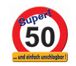 Riesen-Schild Pappe, 50 cm - Verkehrstafel - Zahl 50