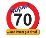 Riesen-Schild Pappe, 50 cm - Verkehrstafel - Zahl 70