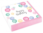 Servietten 20 Stück - Happy Birthday Ballone - pastell