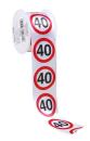 Satin Geschenkband 4 cm x 3 Meter - Verkehrstafel - Zahl 40