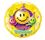 Smiley mit Hut - Folienballon 45 cm ungefüllt