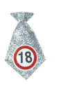 mini Krawatte 20 cm - Zahl 18 - silber