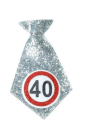 mini Krawatte 20 cm - silber - Verkehrstafel - Zahl 40