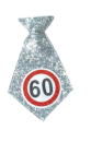 mini Krawatte 20 cm - Zahl 60 - silber